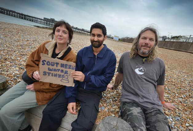 Surfers Against Sewage Paddle-Out protest in Hastings on May 18 2024.