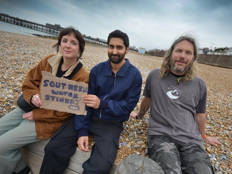 Surfers Against Sewage Paddle-Out protest in Hastings on May 18 2024.