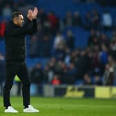 Brighton boss Roberto De Zerbi acknowledges the fans following Brighton's defeat against Aston Villa  (Photo by Christopher Lee/Getty Images)