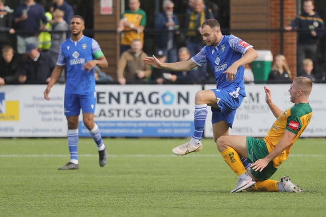 Action from Horsham's 2-0 home defeat to Bishop's Stortford in the Isthmian Premier on Saturday