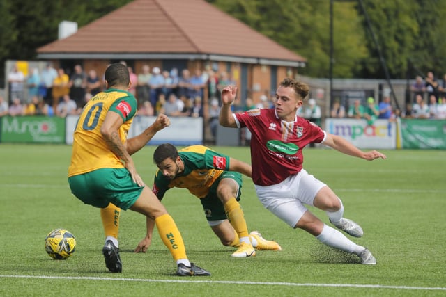 Match action from Horsham's West Sussex derby win over ten-man Bognor Regis Town on August bank holiday Monday