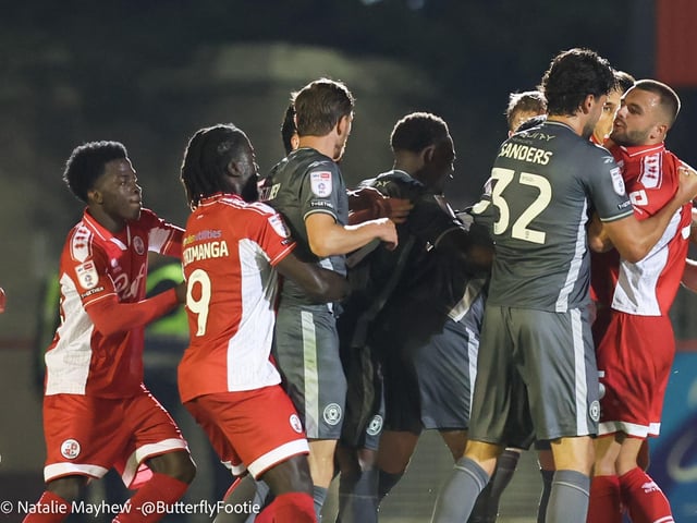 Crawley Town drew 1-1 with MK Dons at the Broadfield Stadium - here are fans, actions and goal celebrations