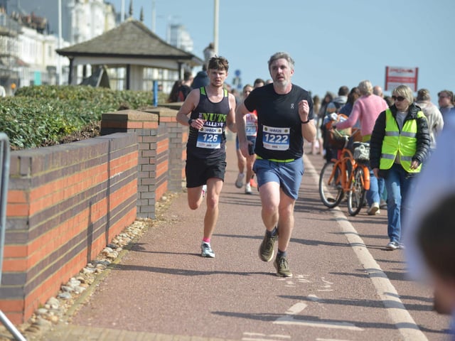 Images from the finish area at the 2026 Hastings Half Marathon