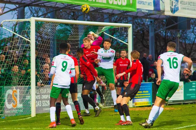 Bognor put the pressure on against Brightlingsea in Saturday's 4-2 win | Picture: Tommy McMillan