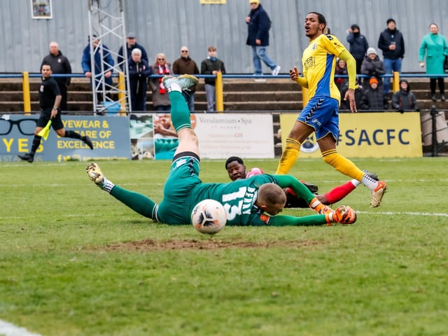 Eastbourne Borough recovered from 2-1 down at half-time to win 3-2 at St Albans City. Picture by Lydia Redman