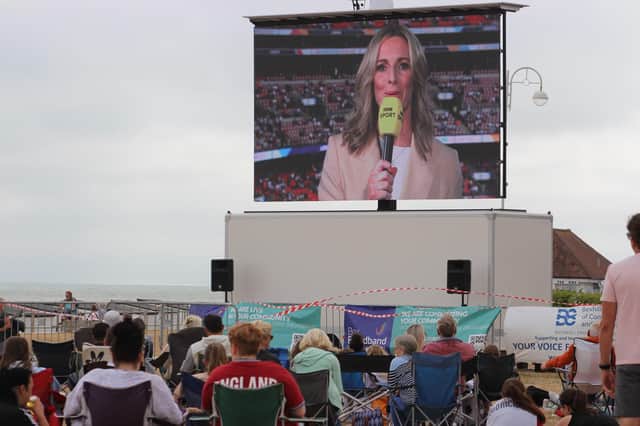 Crowds gathered in front of a giant trailer screen provided by Box Broadband to watch the Lionesses’ victory in the showpiece final at Wembley.
