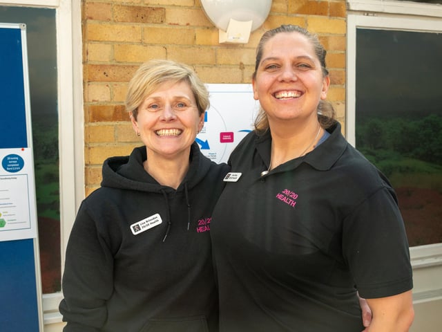Lisa Brinsden and Jas Gray from 20/20 Health led the exercise classes in the hospital