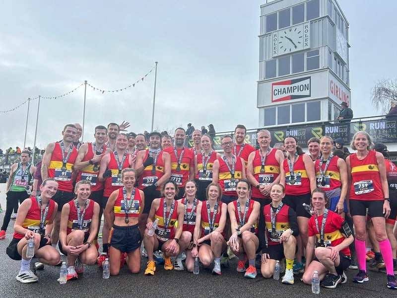 Lewes AC runners gather at the start line ahead of the Chichester 10k at Goodwood Motor Circuit