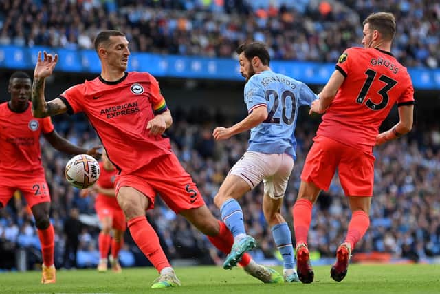 The Brighton skipper made contact with Silva’s trailing leg as the Portuguese winger tried to control a looping João Cancelo pass and drive towards goal.