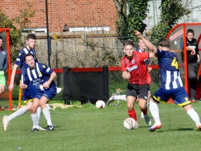 Action from Wick's home defeat to Godalming in the SCFL Division 1 at Crabtree Park