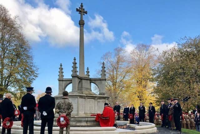 Laying the wreath in 2019. Photo: Chichester City Council.