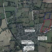 The site of the proposed development, marked in red, in Partridge Green