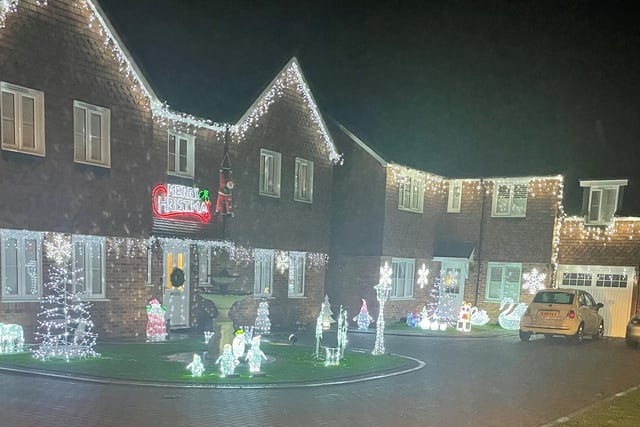 A Christmas light display at Hestia Place
