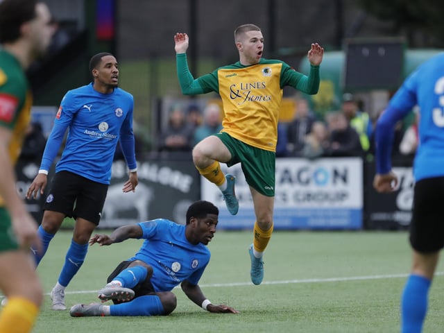 Isthmian Premier action from Horsham's excellent 3-1 home win over play-off chasing Billericay Town on Saturday