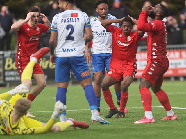 Action and goal celebrations from Worthing FC's 3-2 National South win over Havant and Waterlooville at Woodside Road