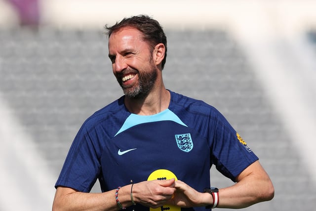DOHA, QATAR - NOVEMBER 18:  England manager Gareth Southgate during the England Training Session at Al Wakrah Stadium on November 18, 2022 in Doha, Qatar. (Photo by Michael Steele/Getty Images)