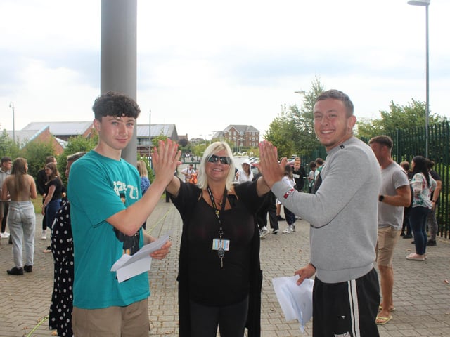 Bexhill Academy students with their GCSE results
