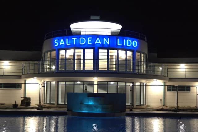 Saltdean Lido's iconic neon sign has been turned on for the first time since the outbreak of World War II. Photo: Eddie Mitchell