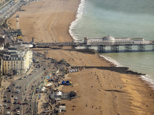 Former Dragons Den businesswoman Sarah Willingham and husband Michael Toxvaerd celebrate the re-launch of the Brighton i360 in Brighton, East Sussex on Saturday 8th of March 2025. The 450ft iconic towers offers amazing views across the Sussex coast and landmarks such as the Brighton Palace Pier.