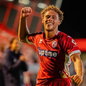 Stephen Duke-McKenna celebrates after the Bromley | Picture: Kyle Hemsley