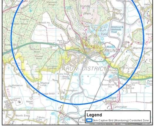 The Government has declared a 3km controlled zone following a confirmed outbreak of avian influenza near to Arundel.
All keepers of birds are asked to register their birds on the poultry register.