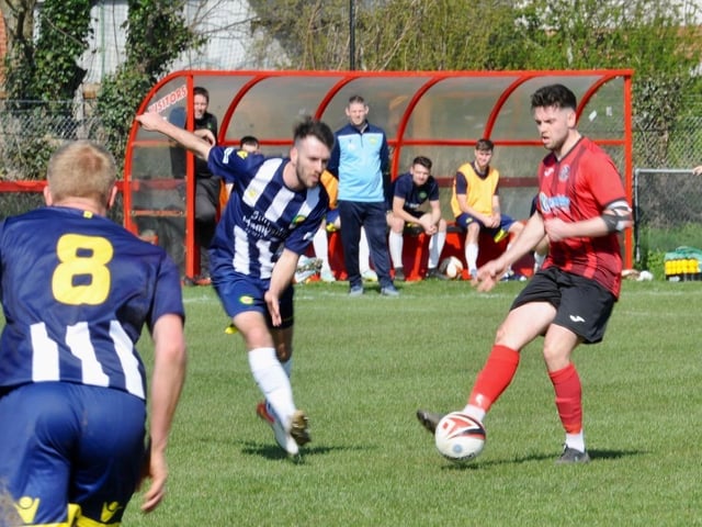Action from Wick's home defeat to Godalming in the SCFL Division 1 at Crabtree Park
