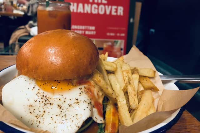 The Hangover Special in the flesh at Brighton's Honest Burger. Photo by Adam Robert Harmsworth.
