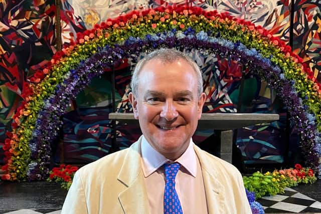 Hugh Bonneville at the launch of the Chichester Cathedral Festival of Flowers
