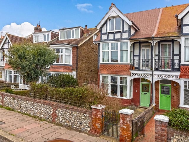 The three-floor, Edwardian family home in Bath Road, Worthing, has six bedrooms, two reception rooms and a self-contained studio annex. It has a guide price of £795,000.