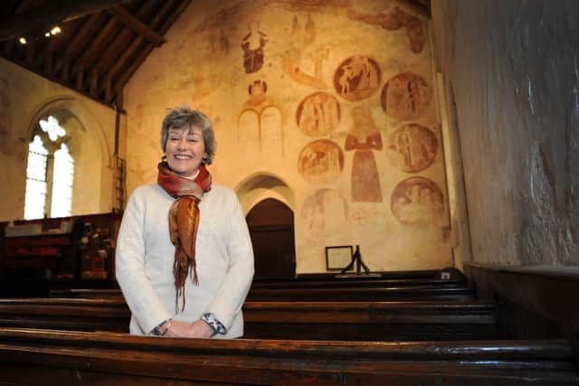 Amanda Townshend, Church warden. St George's Church in Trotton have placed permission for the restoration of 14th century paintings at the church. Pic S Robards SR2303071