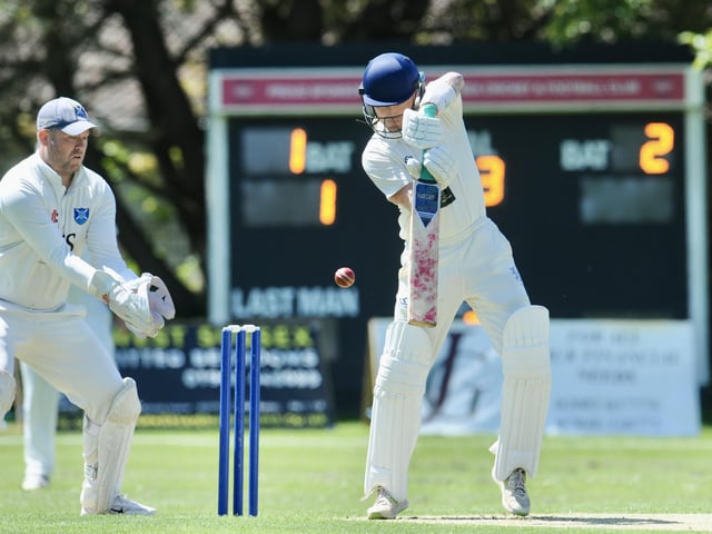 Action from Goring CC v Pagham CC in Division 3 West of the Sussex Cricket League