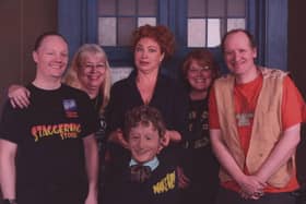 Karen Dunn (second from right) with her friends and Dr Who star Alex Kingston. Picture: Karen Dunn
