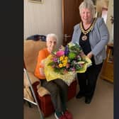 Newhaven mayor Julie Carr visited Edith Saunders to celebrate her 100th birthday. Photo: Julie Carr