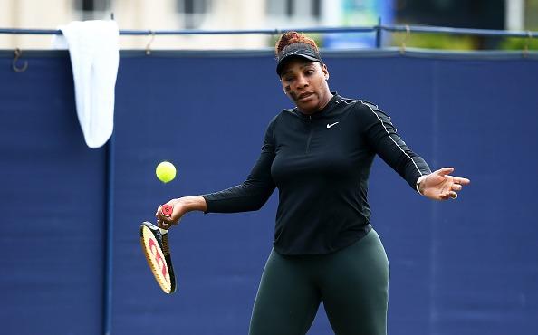 23-times Grand Slam champion Serena Williams in action on the practice courts at Devonshire Park