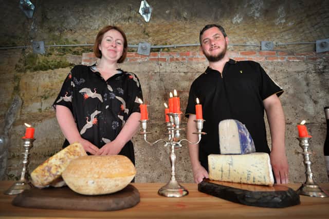 James and Ruth Smart from Cheese on Sea in Hastings are now doing monthly cheese and wine events in Harper's Caves behind their shop in Claremont.