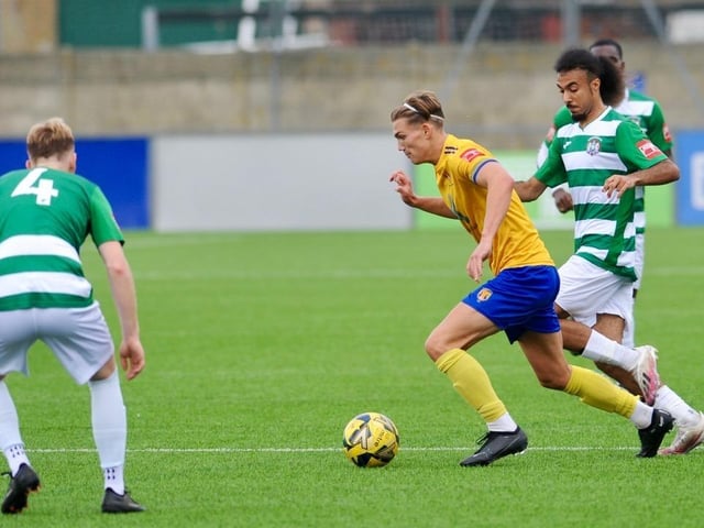 Action from Lancing's win over Corinthian in the Isthmian south east division