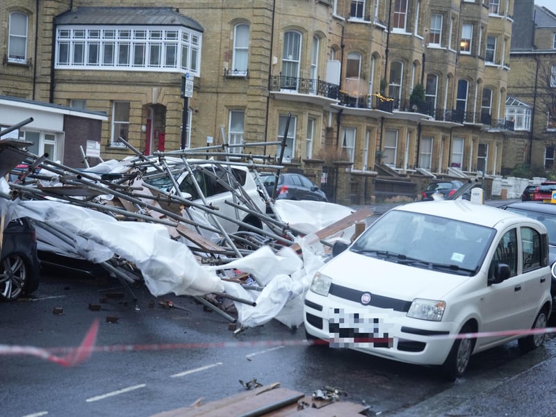 An incident involving fallen scaffolding has sparked an emergency response in First Avenue, Hove