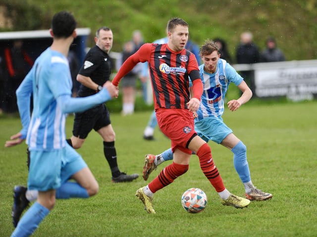 Action from Worthing United's 2-2 draw with Wick in the SCFL Division 1