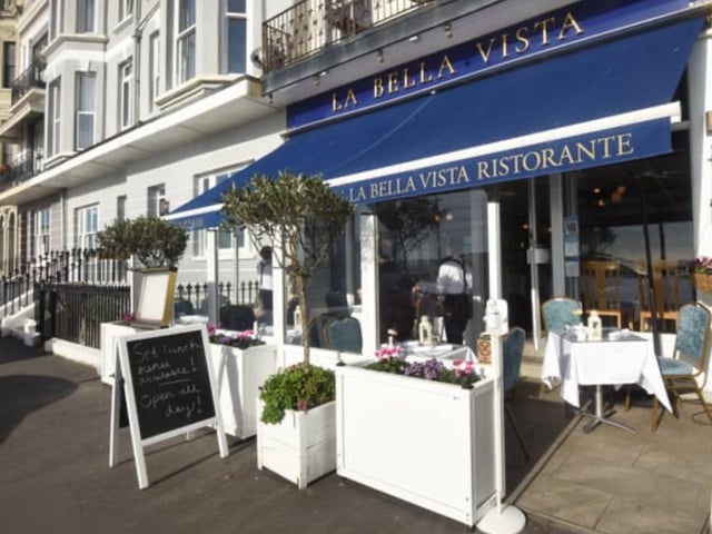 La Bella Vista is a multi-award winning restaurant at Grand Parade on St Leonards seafront. It is run by an Italian family. It has a range of pizzas and even the basic Margherita is made with Parmigiano reggiano, mozzarella fior di latte, San Marzano tomato, frescobaldi extra virgin olive oil and basil. It also has pizzas with the famous bufala mozzarella.