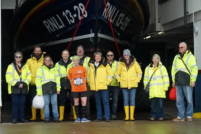 Sarah Marzaioli at Hastings RNLI to celebrate the success of the pier to pier race | Contributed picture