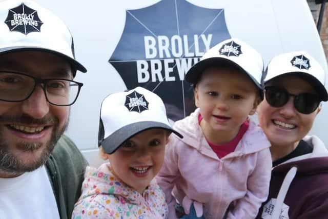 Brolly Brewing founders Brook Saunders with wife Holly and children