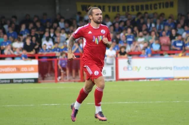 Dominic Telford missed a late penalty for Crawley Town in their 1-0 defeat at Tranmere Rovers. Picture by Cory Pickford.