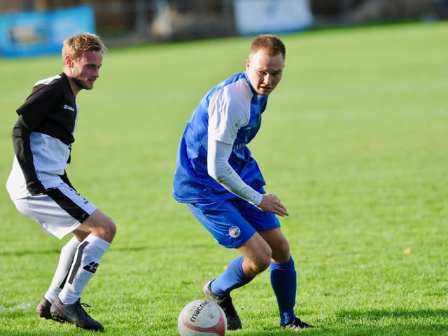 Action from Shoreham's 4-2 win at East Preston in division one of the Southern Combination League