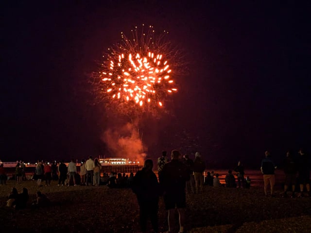 Worthing Lions Festival fireworks were launched from the end of Worthing Pier on July 27, 2024, to a crowd of hundreds on the beach and promenade
