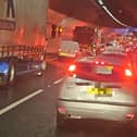 Queueing traffic has been reported for one mile, including through the Southwick tunnel, after the collision just past Mile Oak. Photo contributed