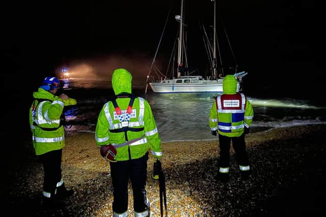 A volunteer crew towed the yacht to the safety of Littlehampton Harbour. Photo: Eddie Mitchell