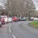 Traffic is queuing on Broadfield drive in Crawley