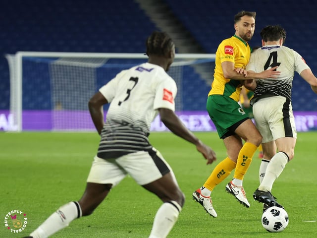 James Hammond’s majestic 95th minute free-kick clinched Horsham FC’s first league and Sussex Transport Senior Cup double in the club’s history.