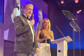 Nick Hall of Henry Adams and BBC TV antiques expert takes to the stage with host Amanda Holden.