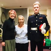 Three generations celebrating together as our resident's grandson arrived in his military unifrom  